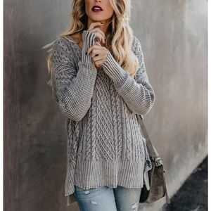 Vici gray cable knit sweater